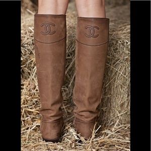 Chanel brown riding boots